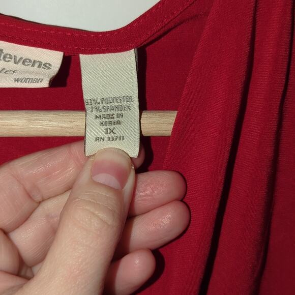 Valerie Stevens 2X Red Deep Plunge Blouse/Top [0084] - Picture 6 of 7